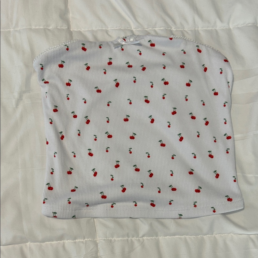 Rue21 White Top with Cherry Pattern